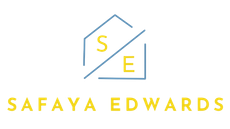 an outline of a house with the letters S and E inside the house and the name SAFAYA EDWARDS beneath.
