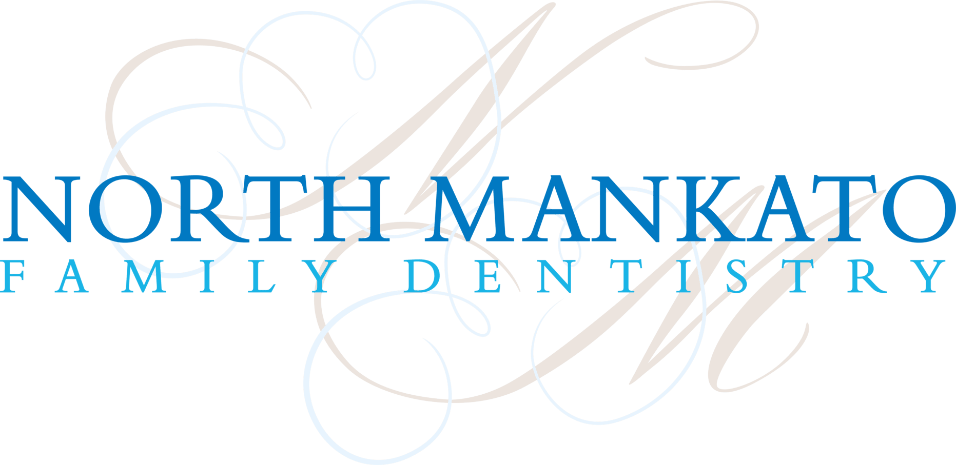 A blue logo for north mankato family dentistry