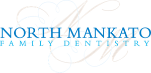 A blue logo for north mankato family dentistry