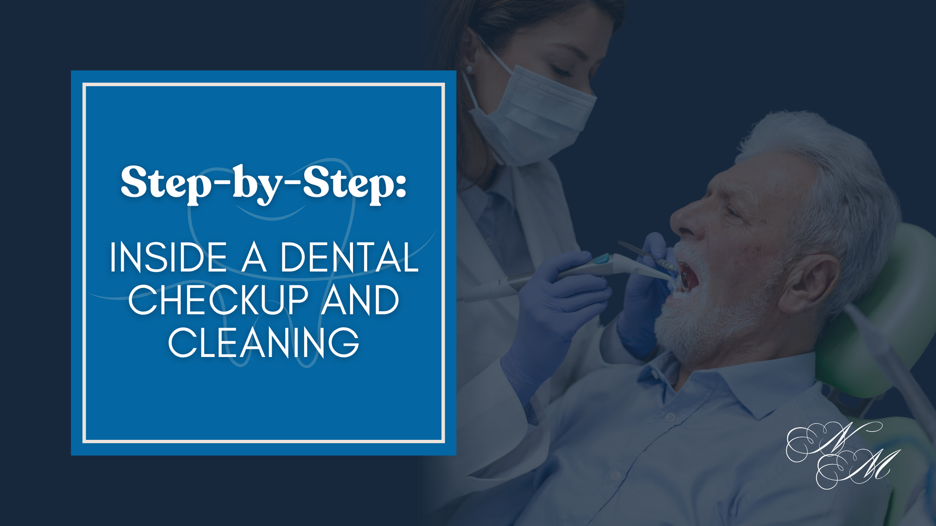 A woman is getting her teeth examined by a dentist.