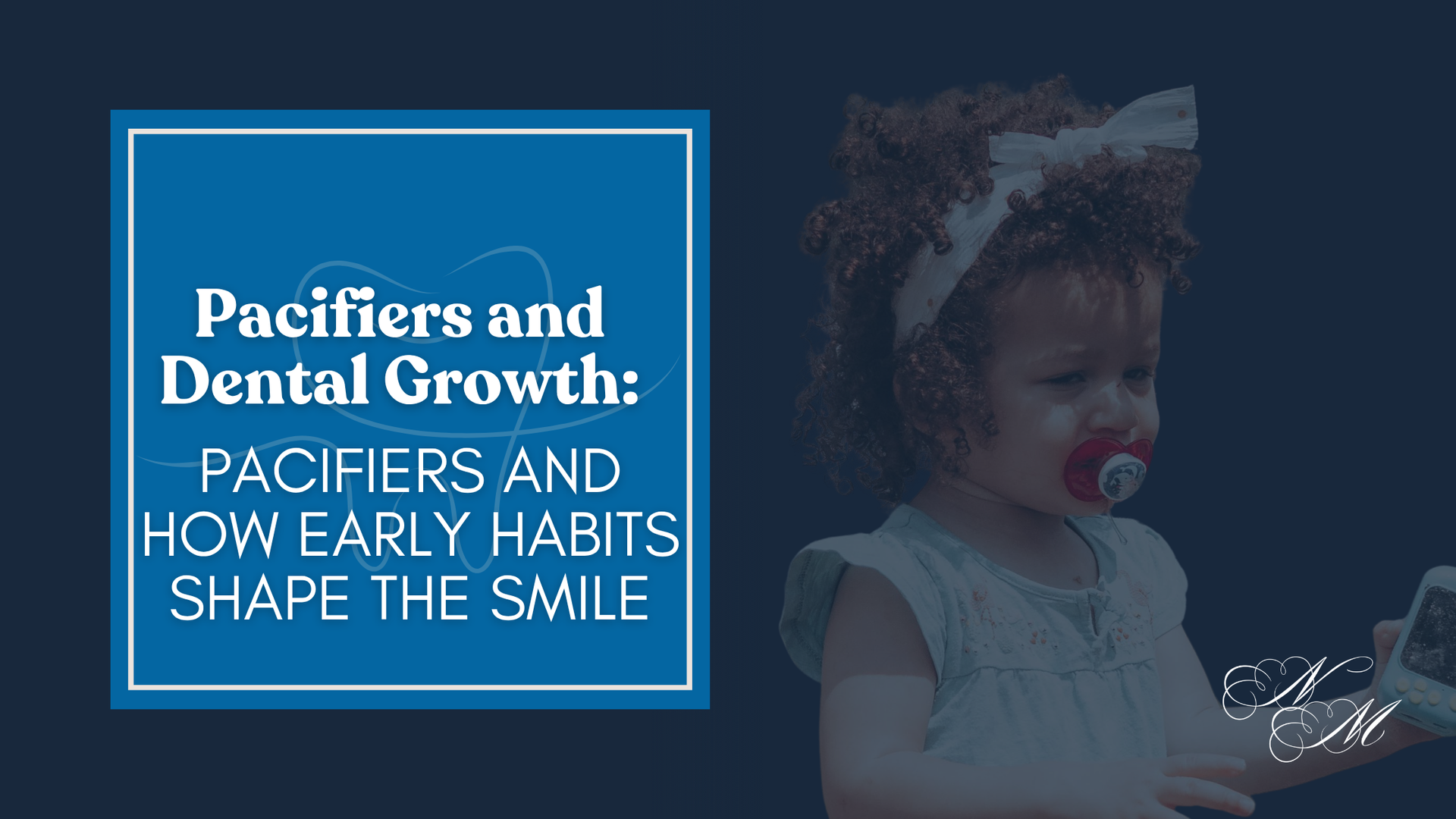 A child with a pacifier, the title 