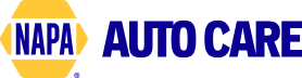 NAPA AUTO CARE logo. Blue text on white, with a yellow and blue design | Jim's Auto Repair & Towing