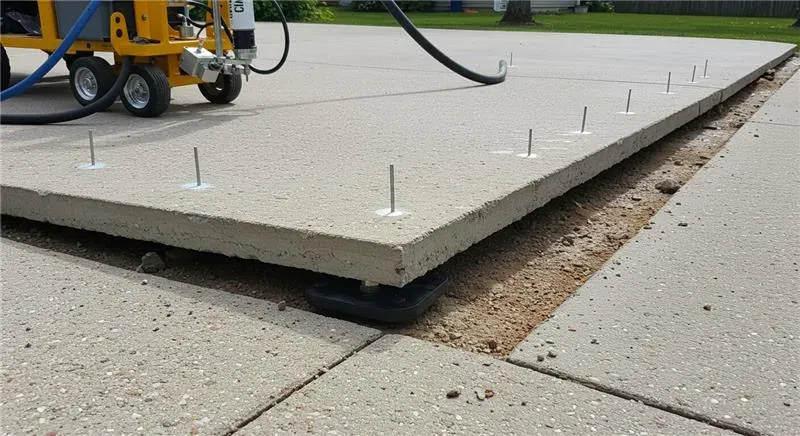 A concrete slab is being installed on a sidewalk