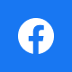 A white f in a blue circle on a blue background.