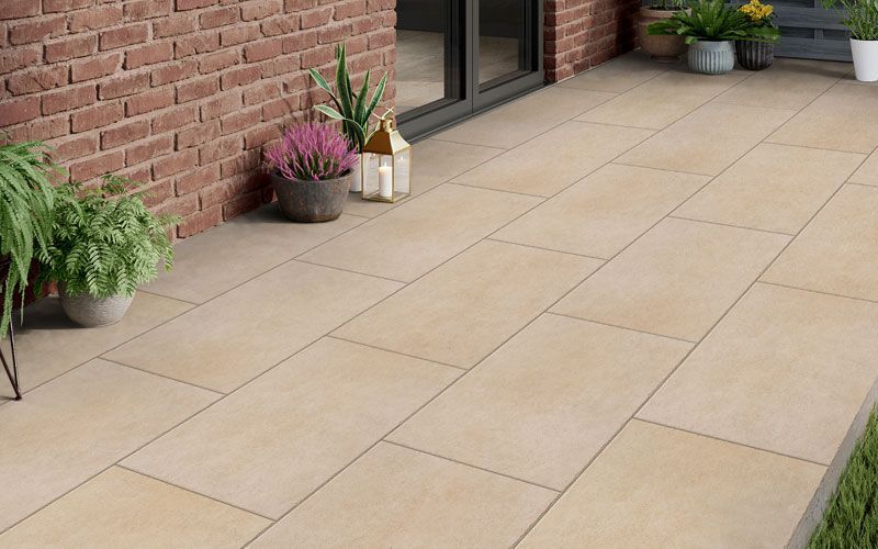Panache Crema Tumble Edge  Porcelain Paver in 900x600 available in County Durham
