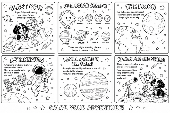 Space Adventure Coloring Sheet preview