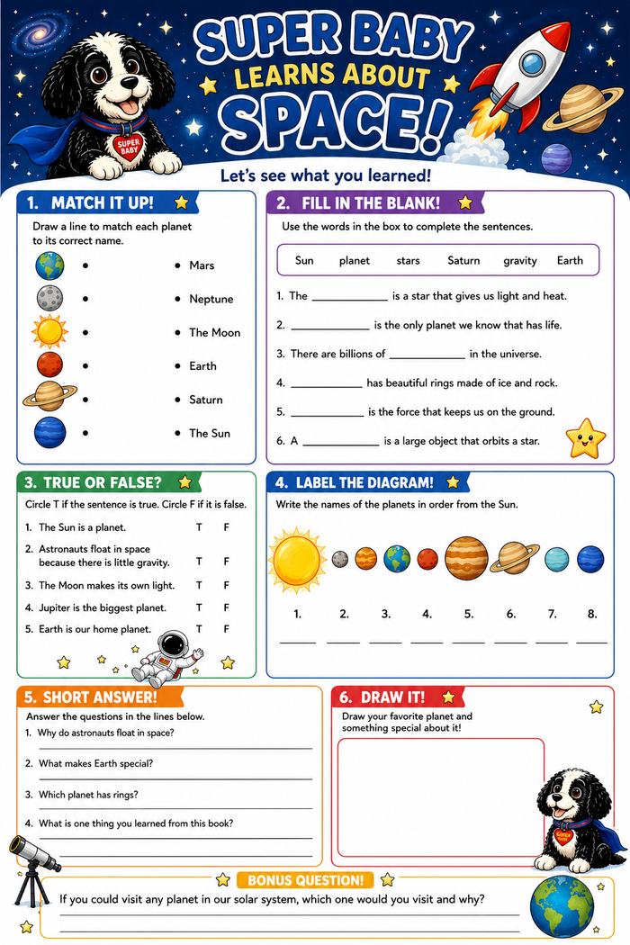Space Learning Worksheet preview