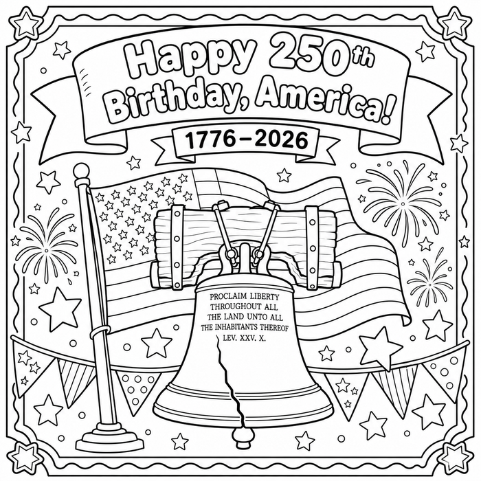 250th Birthday Coloring Page preview