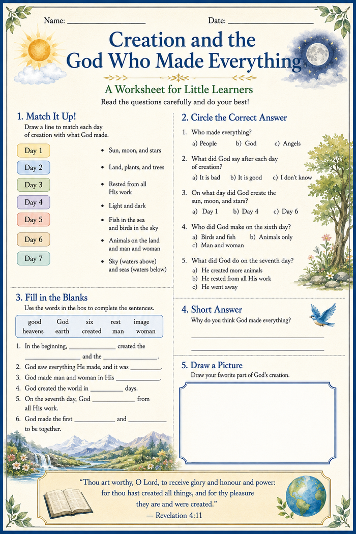 Creation Learning Worksheet preview