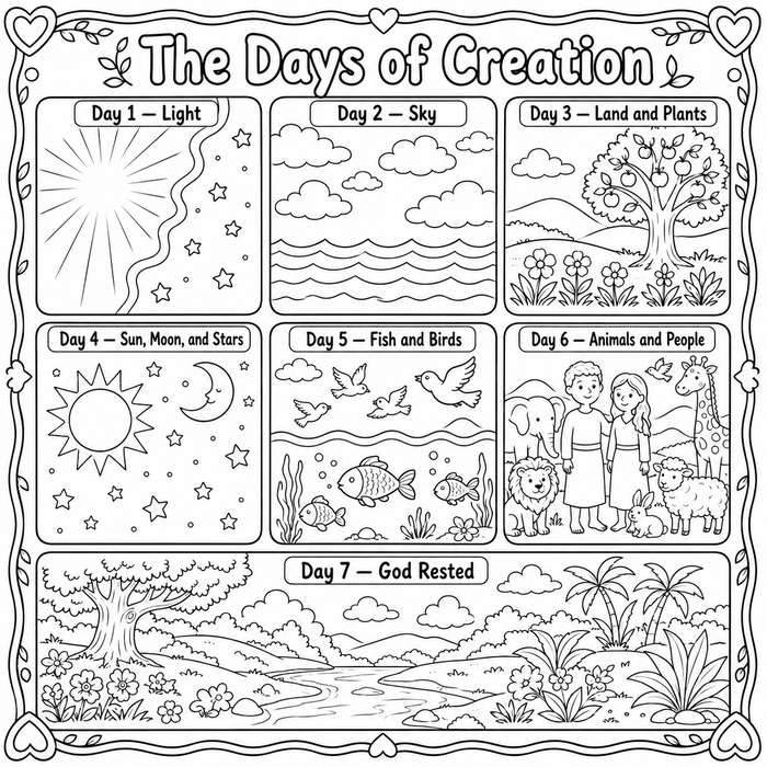 Days of Creation Coloring Page preview