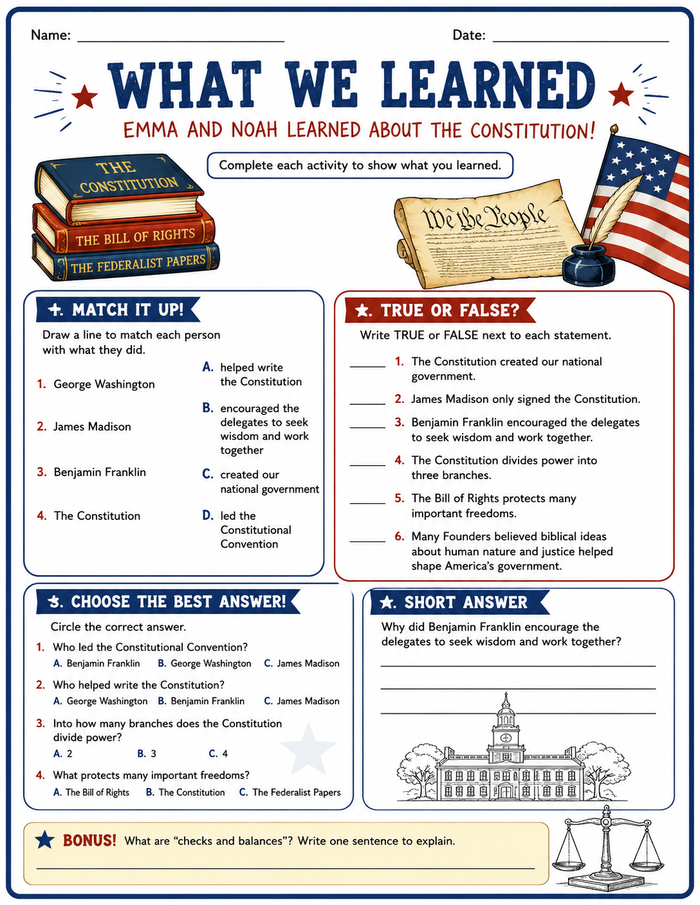 What We Learned Worksheet preview