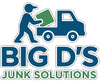 Big D&rsquo;s Junk Solutions logo with blue worker unloading a green bin into a truck