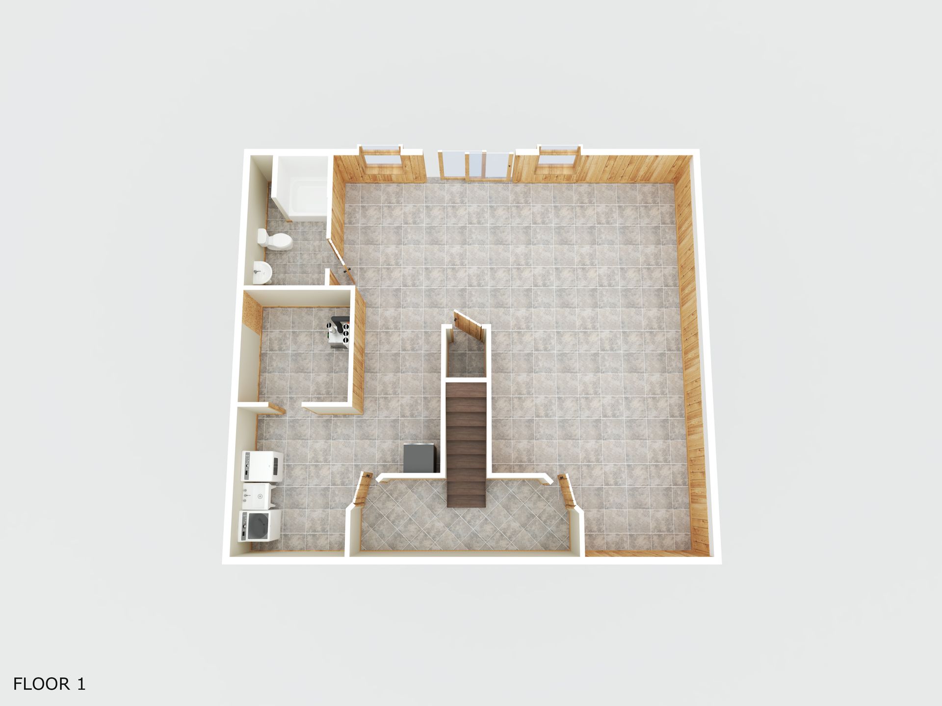 An aerial view of a floor plan of a house.