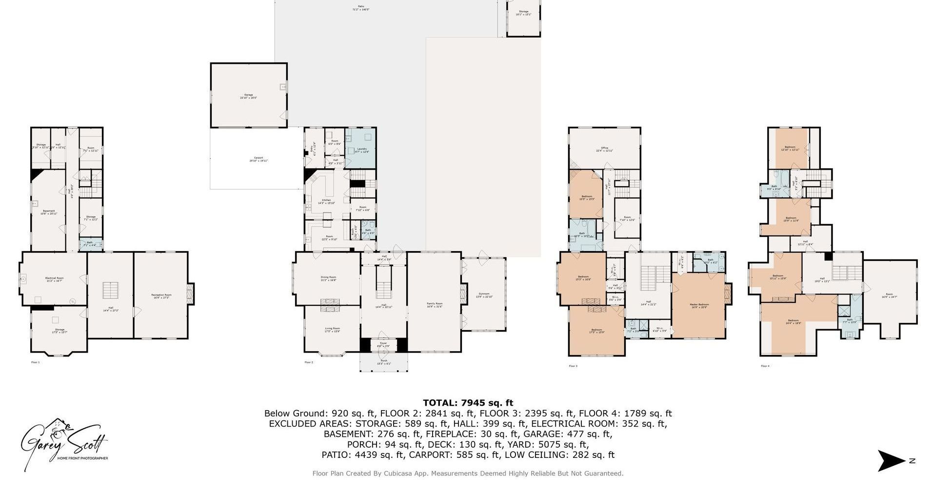A floor plan of a house with a lot of rooms