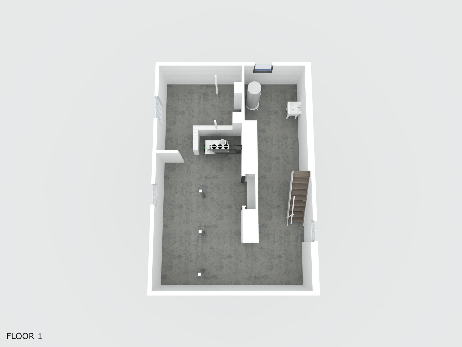 An aerial view of a floor plan of a house.