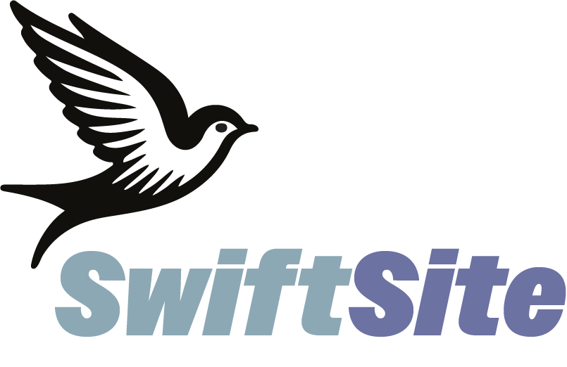 a logo for swiftsite with a Swift on it - Copyright - Chris Witham