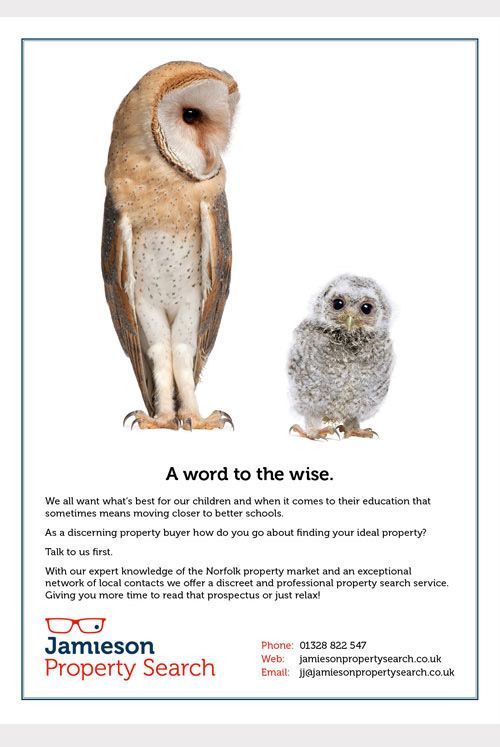 an owl and a baby owl are standing next to each other .