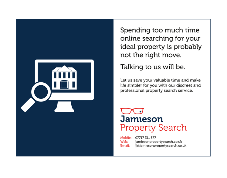 a business card for jamieson property search