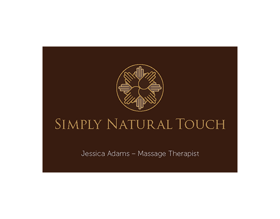 a business card for simply natural touch massage therapist