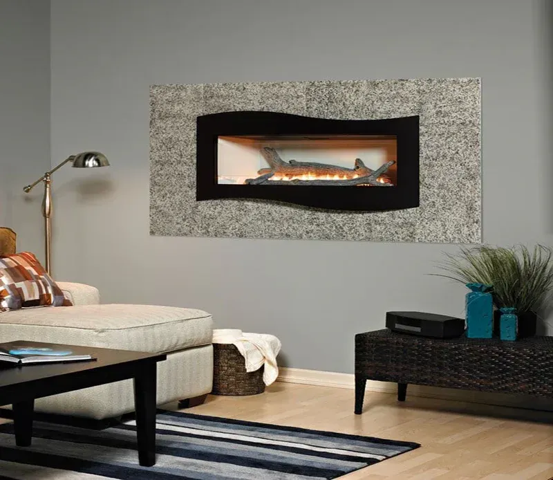 Linear glass fireplace insert