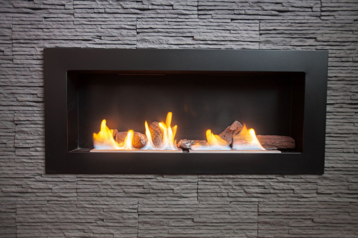 gas fireplace installed by ener-g tech, inc.