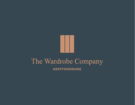 A logo for the wardrobe company is on a blue background.