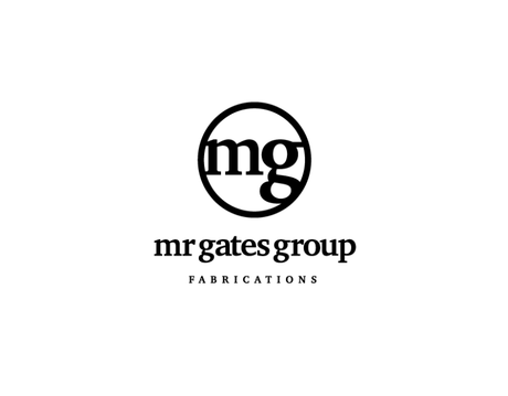 A black and white logo for a company called mr gates group.