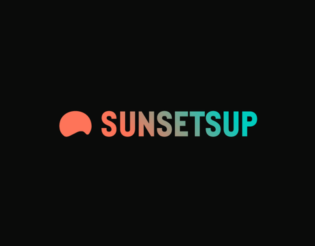 The sunsetsup logo is on a black background.