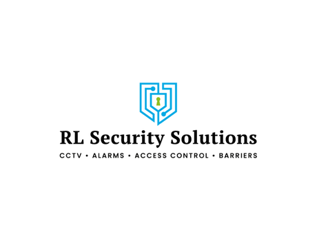 A logo for a security company called rl security solutions.