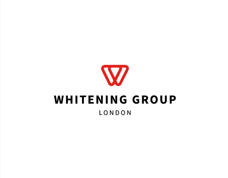 A whitening group london logo with a red w on a white background.