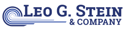 The logo for leo g. stein & company is a triangle with the letter l on it.