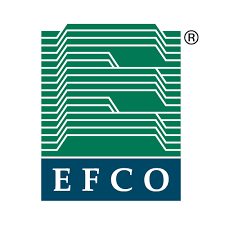 A green and blue logo for a company called efco.