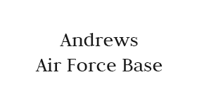 The logo for andrews air force base is shown on a white background.