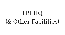 The fbi hq and other facilities logo is on a white background.