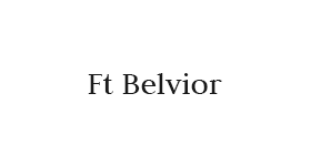 A black and white logo for ft belvoir on a white background.