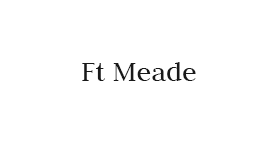 A black and white logo for ft meade on a white background.