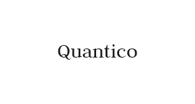 A black and white logo for quantico on a white background.