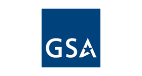 A blue square with the word gsa on it