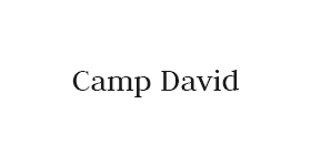 A black and white logo for camp david on a white background.