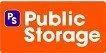 The logo for public storage is orange and white.
