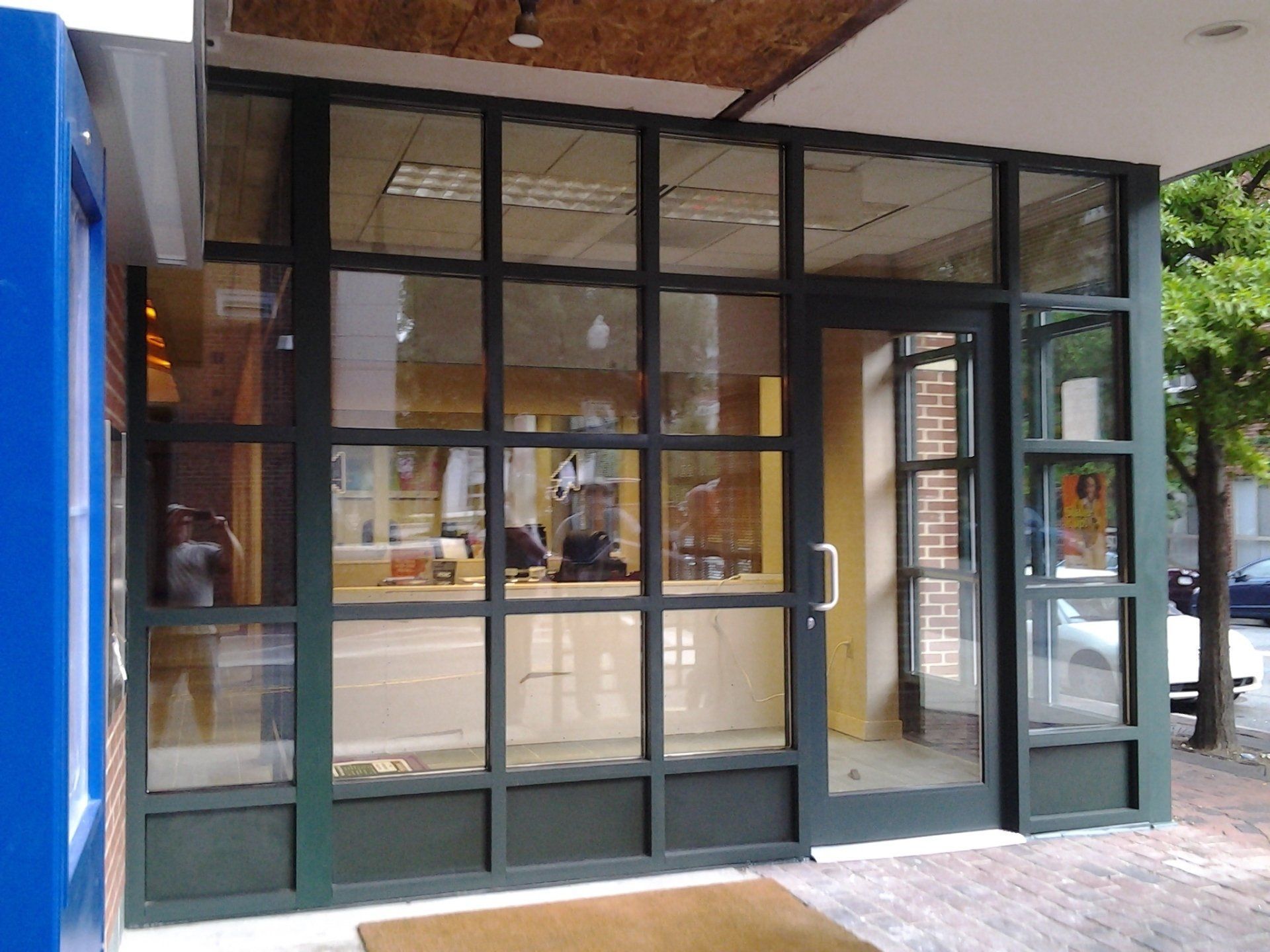 A building with a lot of windows and doors