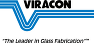 A blue and white logo for viracon on a white background.