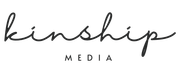 Kinship Media logo in cursive font. 