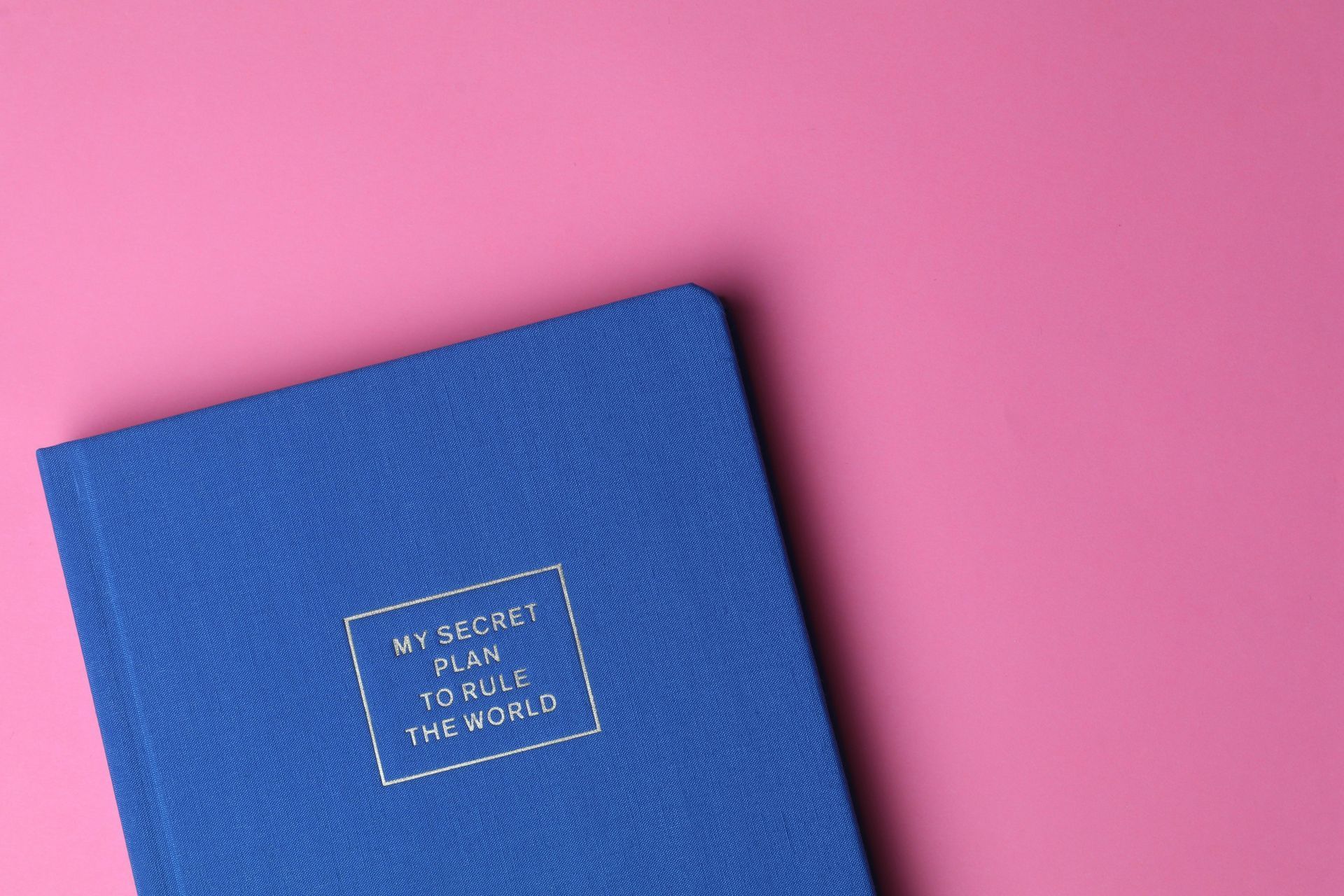 Blue notebook with the words