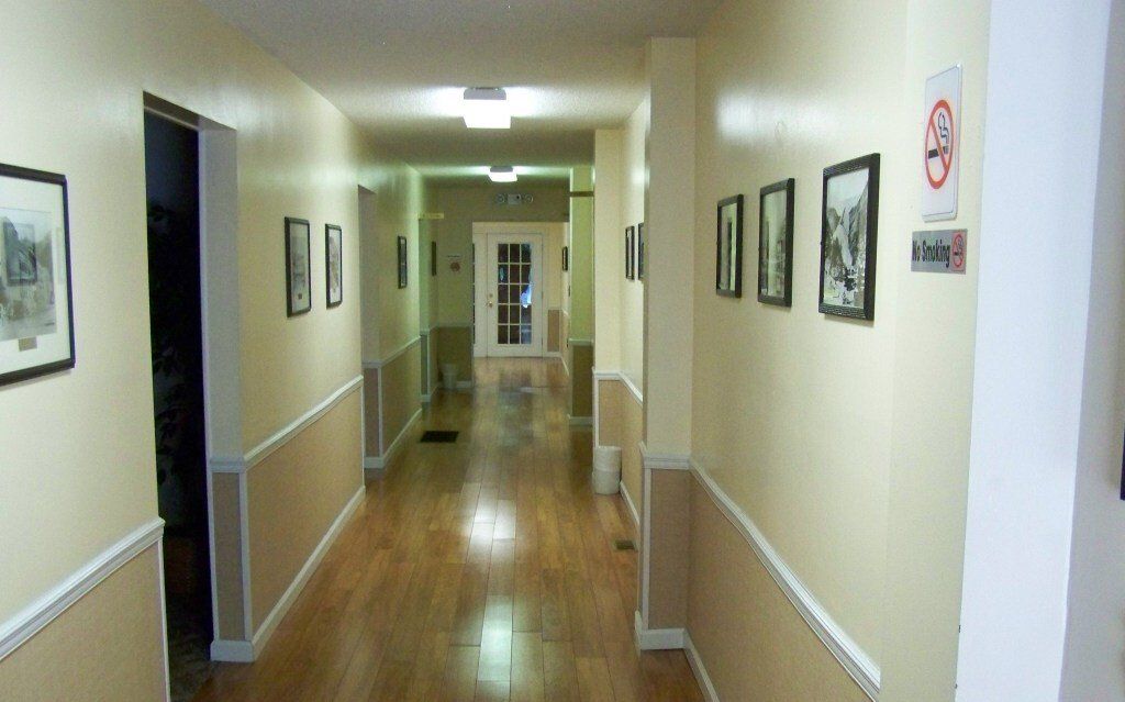 hallway with photos