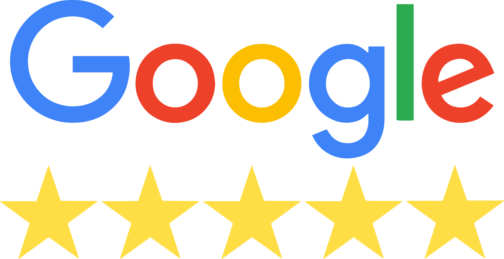 A google logo with five stars on it