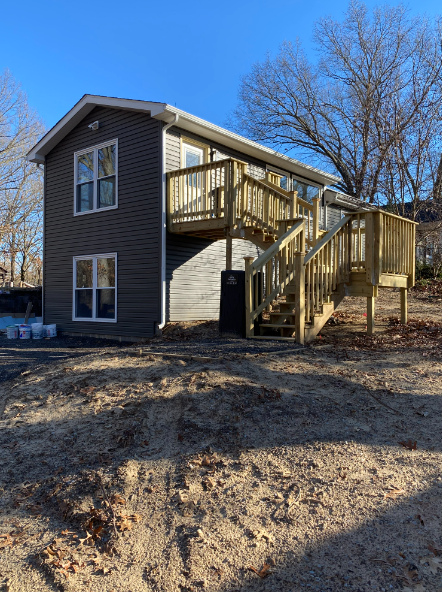 Grey House Renovation Backyard