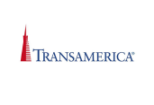 The Transamerica logo featuring a red pyramid icon next to the blue text 