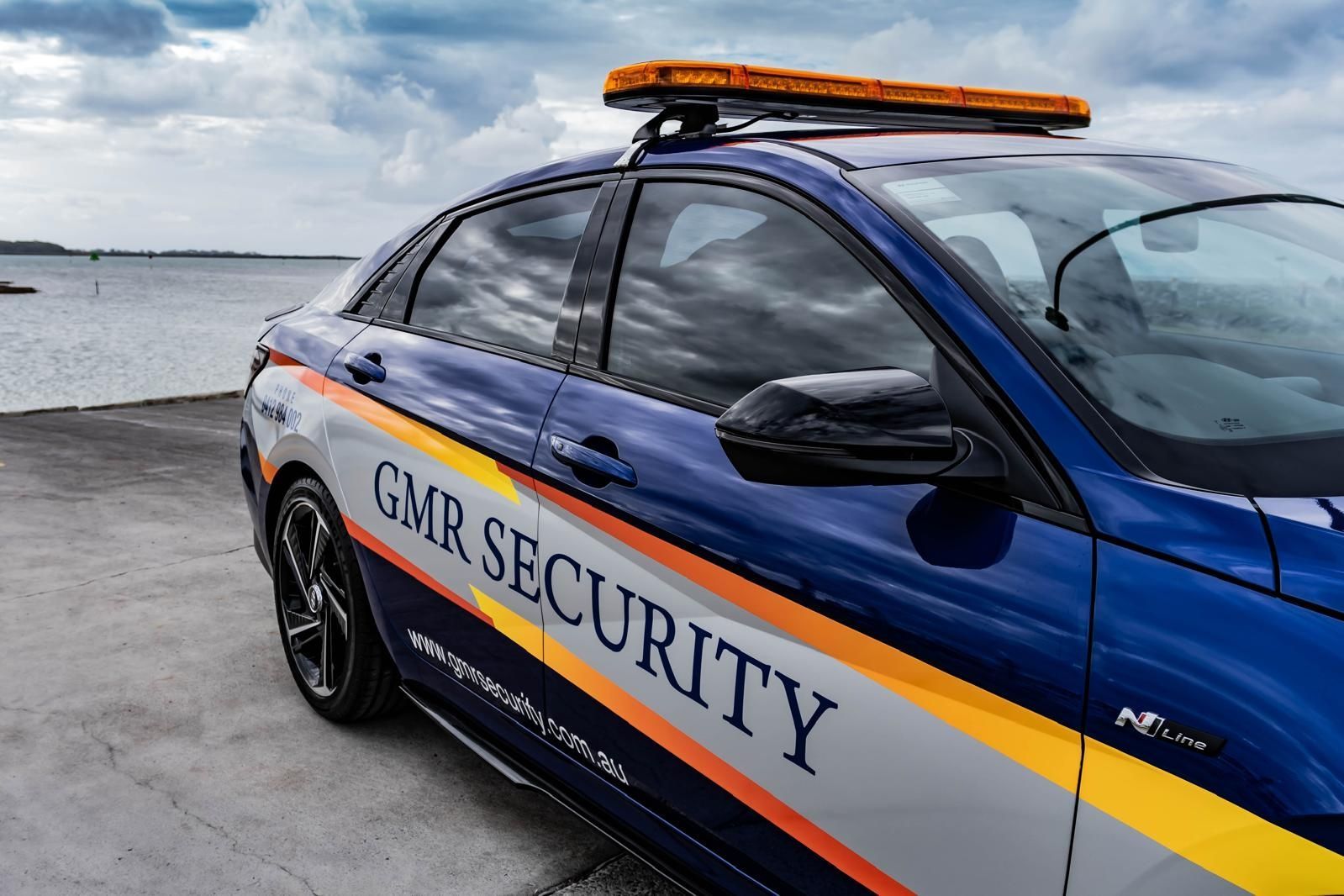 Blue security car with 