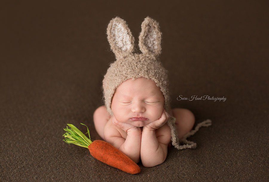 Baby with a rabbit hat — Pearland, TX — Sara Hunt Photography Baby with a rabbit hat — Pearland, TX — Sara Hunt Photography